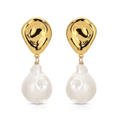 Zepplin The Label Women's Gold / White Pamala Earrings - Classic Pearl Earrings - Bridal In Multi