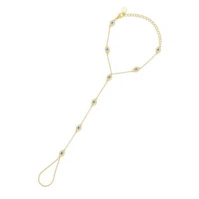 Zepplin The Label Women's Nikki Handchain - Gold Vermeil - Evil Eye Handchain