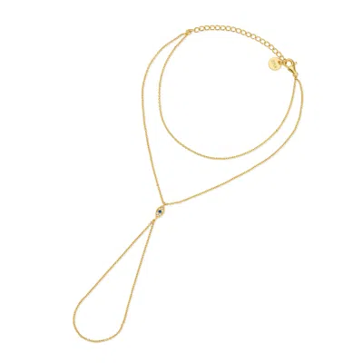 Zepplin The Label Women's Phoebe Handchain - Dainty Gold Evil Eye Handchain