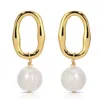 Zepplin The Label Women's Sorrento Earrings - Goldfilled With Pearls - Pearls Drop Earrings - Bridal Earrings In Gold