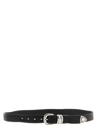 Zerbini Claudio Aged Leather Belt In Black