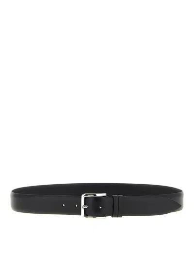 Zerbini Claudio Polished Metal Buckle Leather Belt In Black