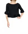 Zero Degree Celsius 3d Petals Pleated Top In Black In Black