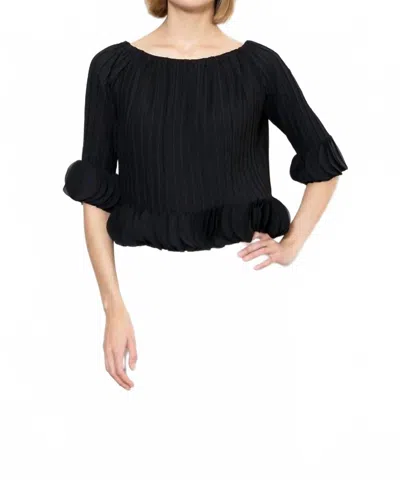 Zero Degree Celsius 3d Petals Pleated Top In Black