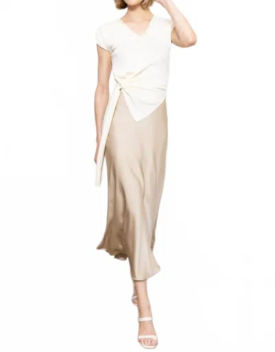 Zero Degree Celsius Beaded Tie Sweater In Cream In White