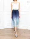 Zero Degree Celsius Dip Dye Midi Skirt In Blue Combo