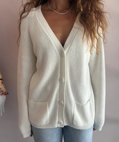 Zero Degree Celsius Eyelet Back Cardigan In White