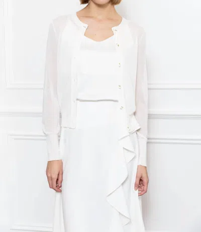 Zero Degree Celsius Flower Buttons Crew Neck Cardigan In Ivory
