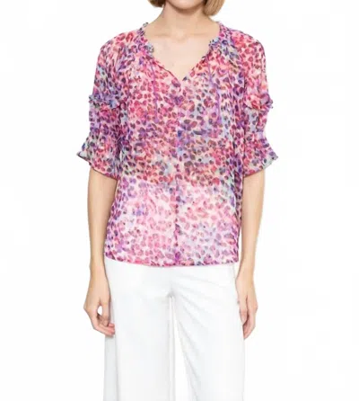Zero Degree Celsius Leopard Print Blouse In Purple/pink