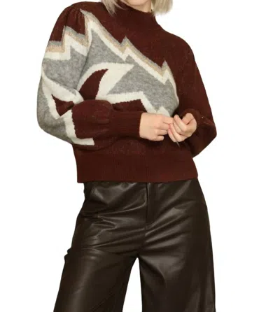 Zero Degree Celsius Lightning Sweater In Brown Combo In Red