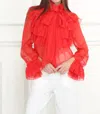 Zero Degree Celsius Ruffle Blouse In Red