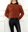 Zero Degree Celsius Twofer Drop Shoulder Sweater In Mocha/black In Brown