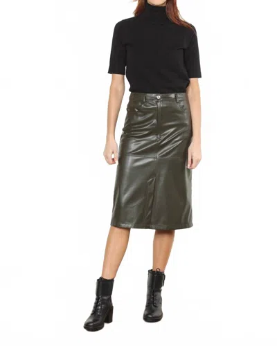 Zero Degree Celsius Vegan Leather Skirt In Olive In Black