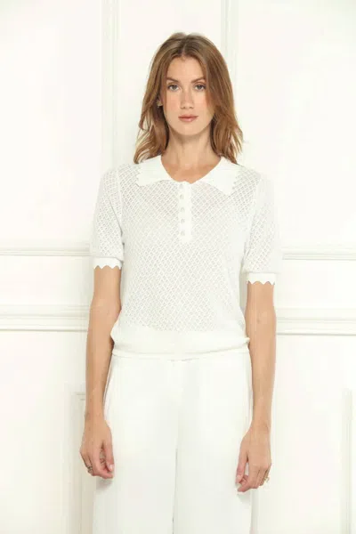 Zero Degrees Celsius Pointelle Polo Shirt In Off White