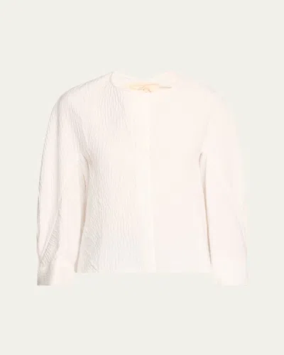 Zero + Maria Cornejo Akeo Textured Cotton Blouse In Whitewhite
