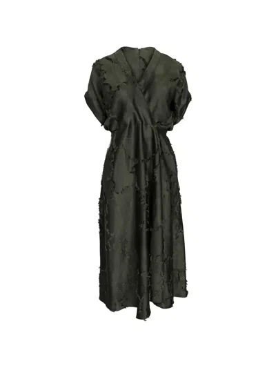 Zero + Maria Cornejo Aki V-neck Midi Dress In Black