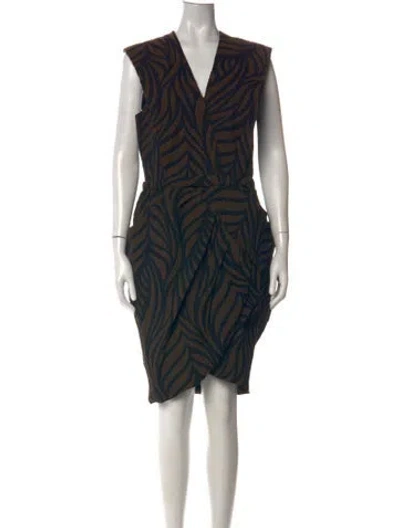 Pre-owned Zero + Maria Cornejo Animal Print Knee-length Dress In Black/brown