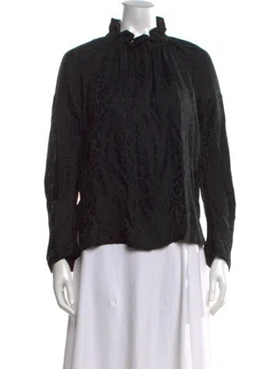 Pre-owned Zero + Maria Cornejo Animal Print Long Sleeve Top In Black