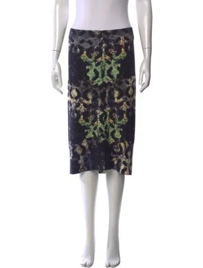Pre-owned Zero + Maria Cornejo Animal Print Midi Length Skirt In Blue