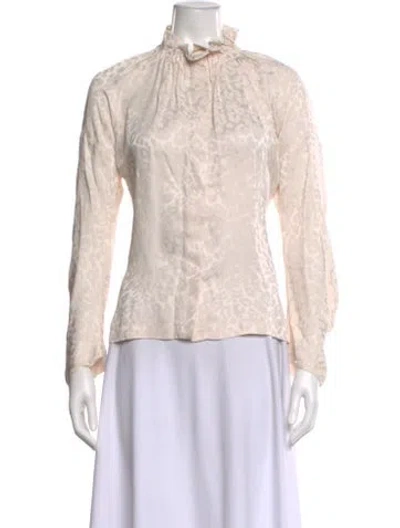 Pre-owned Zero + Maria Cornejo Animal Print Tie Neck Blouse In Neutral