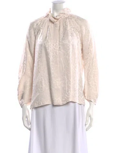 Pre-owned Zero + Maria Cornejo Animal Print Tie Neck Blouse In Neutral