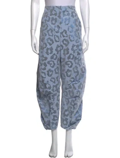 Pre-owned Zero + Maria Cornejo Animal Print Wide Leg Pants W/ Tags In Blue