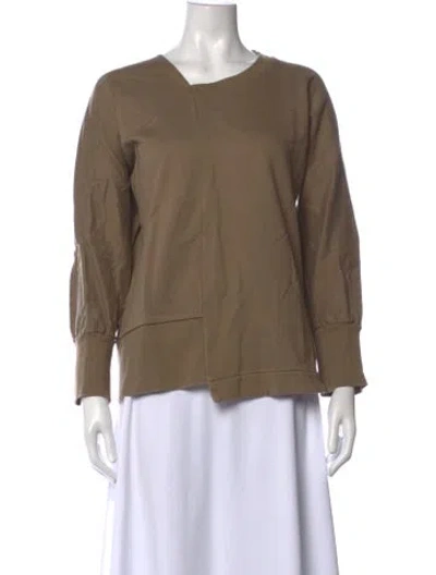 Pre-owned Zero + Maria Cornejo Asymmetrical Long Sleeve Top In Neutrals
