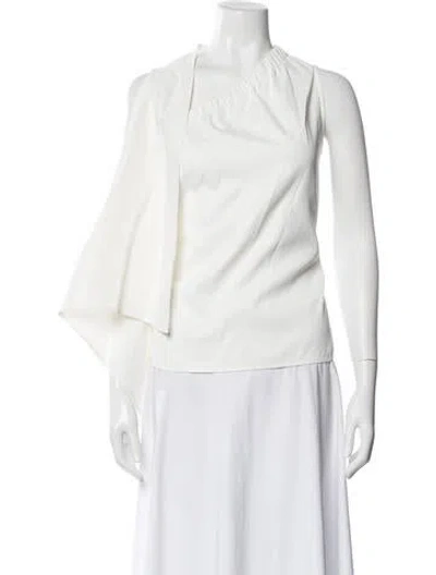 Pre-owned Zero + Maria Cornejo Asymmetrical Long Sleeve Top In White