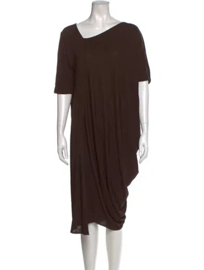Pre-owned Zero + Maria Cornejo Asymmetrical Midi Length Dress In Brown
