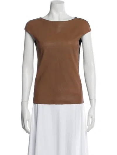 Pre-owned Zero + Maria Cornejo Bateau Neckline Short Sleeve Top In Multi
