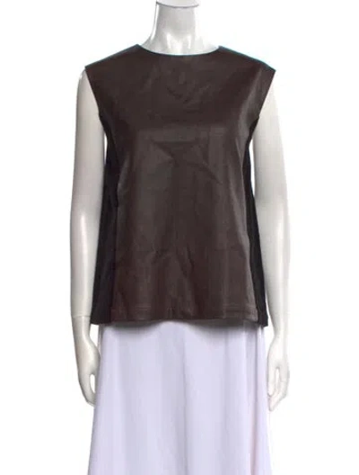 Pre-owned Zero + Maria Cornejo Bateau Neckline Sleeveless Top W/ Tags In Brown