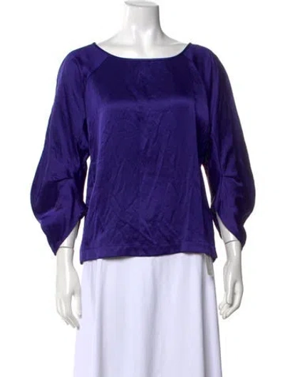 Pre-owned Zero + Maria Cornejo Bateau Neckline Three-quarter Sleeve Top In Purple