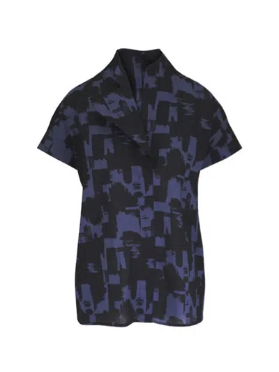 Zero + Maria Cornejo Brushstroke Ripple Blouse In Blue