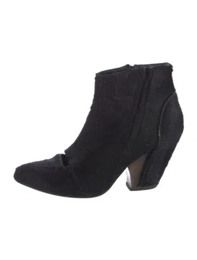 Pre-owned Zero + Maria Cornejo Calf Hair Cutout Accent Boots In Black