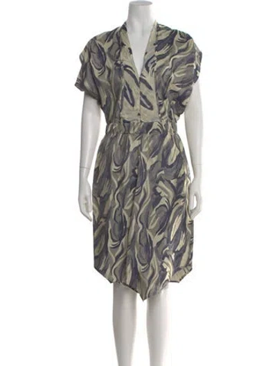 Pre-owned Zero + Maria Cornejo Camouflage Print Knee-length Dress In Blue
