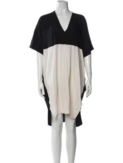 Pre-owned Zero + Maria Cornejo Colorblock Pattern Knee-length Dress In Black