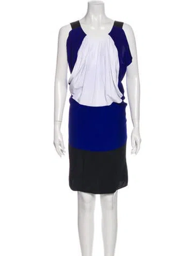 Pre-owned Zero + Maria Cornejo Colorblock Pattern Knee-length Dress In Blue