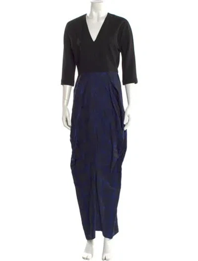 Pre-owned Zero + Maria Cornejo Colorblock Pattern Long Dress In Black