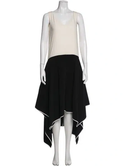 Pre-owned Zero + Maria Cornejo Colorblock Pattern Long Dress In Black