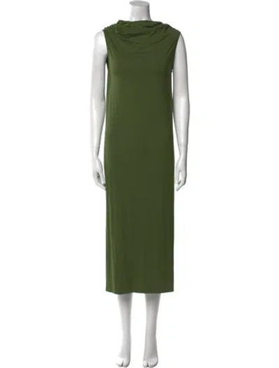 Pre-owned Zero + Maria Cornejo Cowl Neck Long Dress In Green