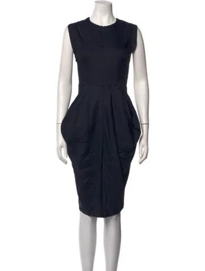 Pre-owned Zero + Maria Cornejo Crew Neck Knee-length Dress In Blue
