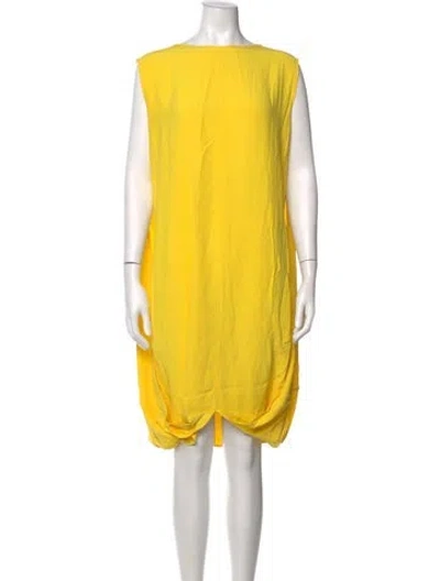 Pre-owned Zero + Maria Cornejo Crew Neck Knee-length Dress In Yellow