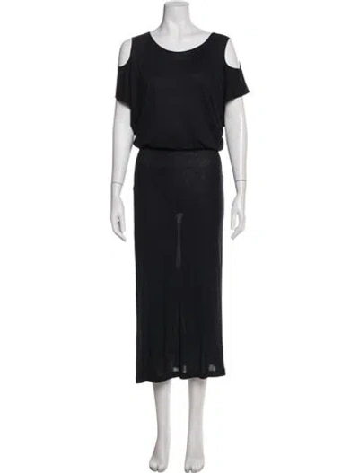Pre-owned Zero + Maria Cornejo Crew Neck Long Dress In Blue