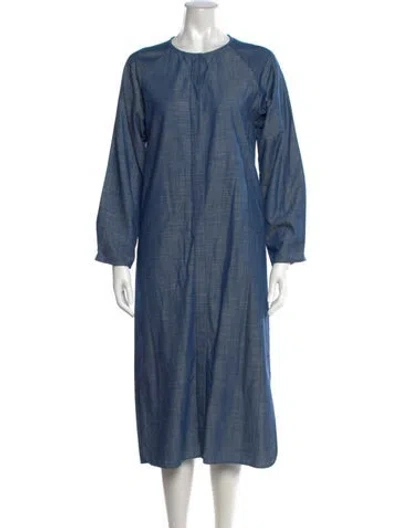 Pre-owned Zero + Maria Cornejo Crew Neck Long Dress In Blue