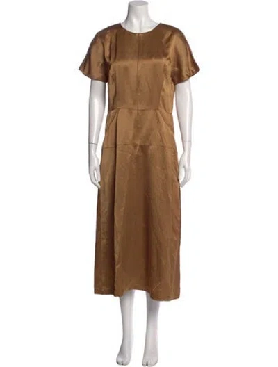 Pre-owned Zero + Maria Cornejo Crew Neck Long Dress In Gold