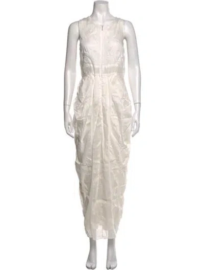 Pre-owned Zero + Maria Cornejo Crew Neck Long Dress In Neutrals