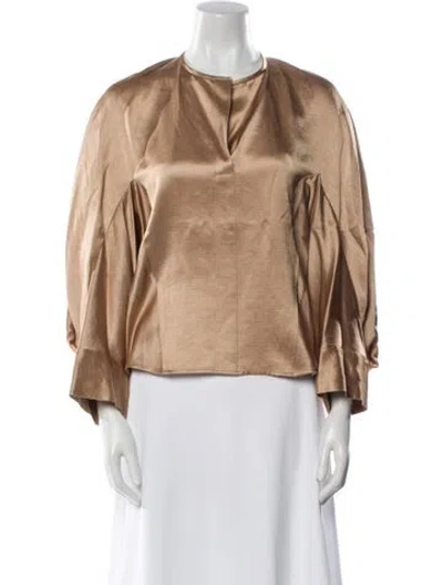 Pre-owned Zero + Maria Cornejo Crew Neck Long Sleeve Blouse In Neutral
