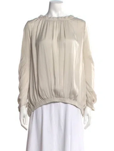 Pre-owned Zero + Maria Cornejo Crew Neck Long Sleeve Blouse In Neutrals