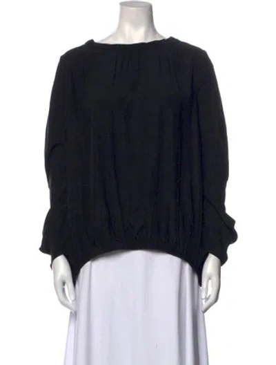 Pre-owned Zero + Maria Cornejo Crew Neck Long Sleeve Top In Black