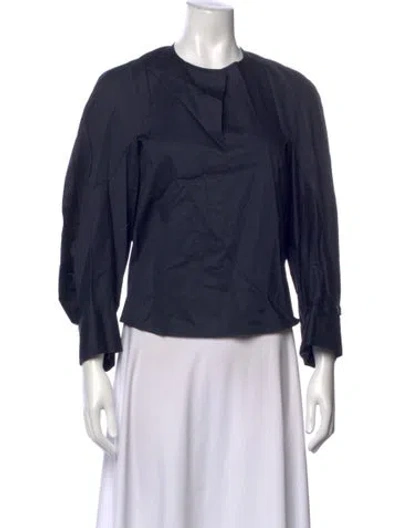 Pre-owned Zero + Maria Cornejo Crew Neck Long Sleeve Top In Blue